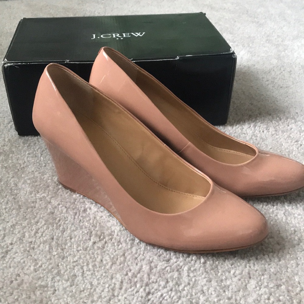 J. Crew Factory Sylvia Patent Wedges, size 9.5